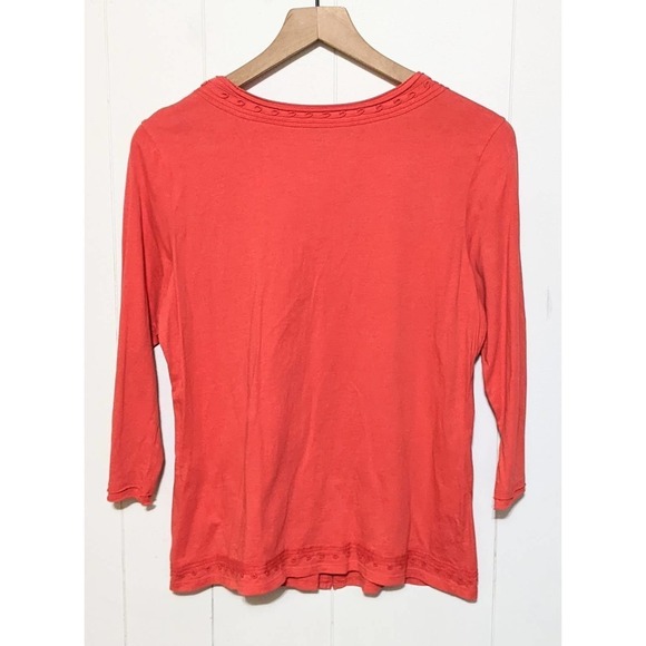 Talbots Womens Embroidered Cardigan Sweater Size M Red Button Up Long Sleeve - Picture 2 of 3